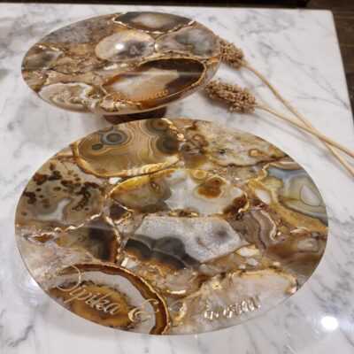 Real Agate Stone Tray/Platter, Round,