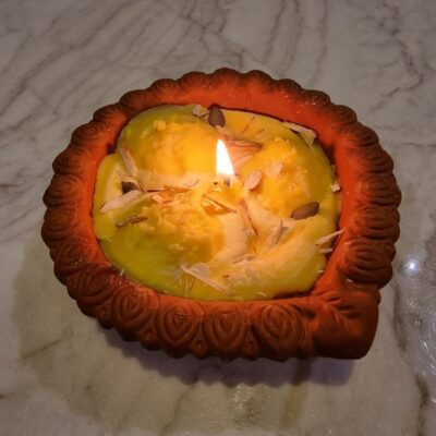 Rasmalai Candle in a Terracotta Diya–A Diwali Special