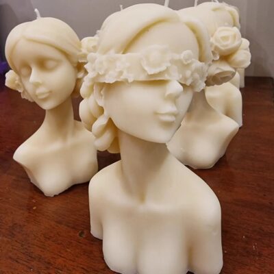 Girl with Floral Eye Candle