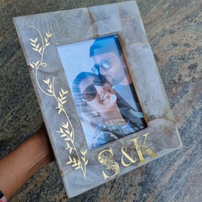Agate Stone Photo Frame with Custom Design