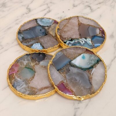 Agate Stone Coasters, Fully Customised, Set of 4