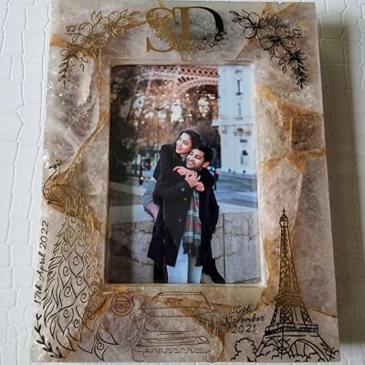 Agate Stone Photo Frame with Custom Design