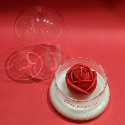 Personalised Red Rose Candle in a Glass Cloche
