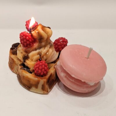 Heart Waffle and Macaroon Candles Set