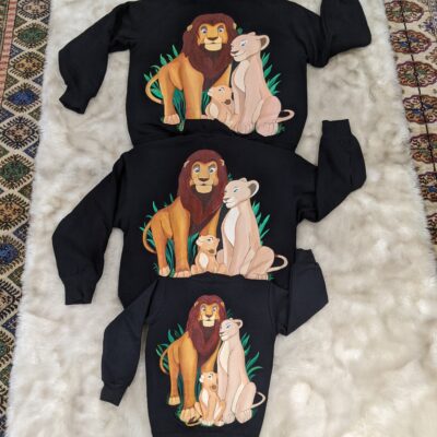 3 Lion Pride Handpainted Hoodies for Family