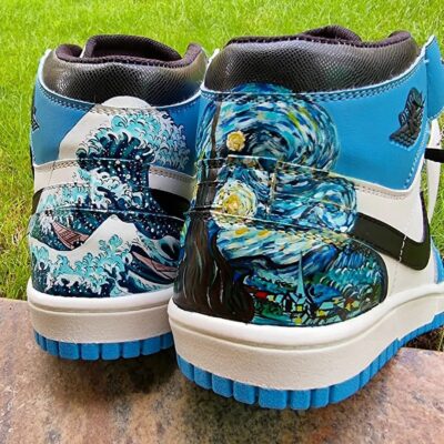 Handpainted Wave by Hokusai on Air Jordan