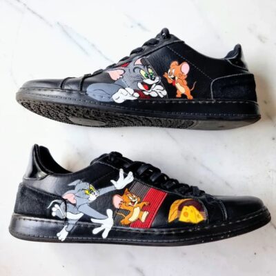 Handpainted Tom & Jerry on Sneakers