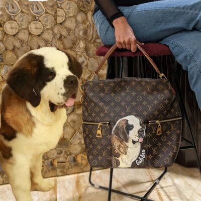 Handpainted Pet Portrait on Louis Vuitton
