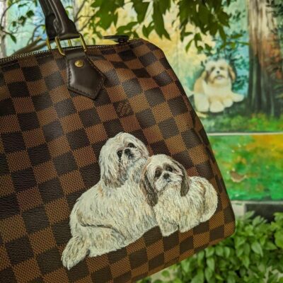 Handpainted Pet Portrait on LV Bag