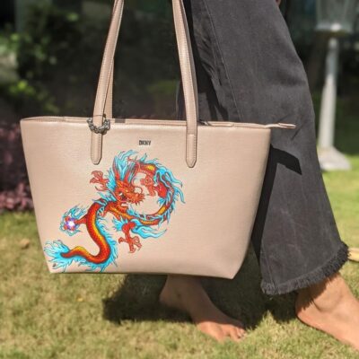 Handpainted Dragon on DKNY Bag