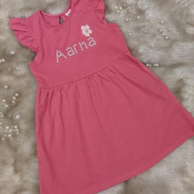 Personalised Kid’s Frock/Sweat Shirt with Pearl/Swarovski/Non-Swarovski